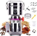 1000g Grain Mill Grinder, 304 Stainless Steel Grain Mill, 3000W High-speed Commercial Spice Grinder, Superfine Grain Grinder, Flour Mill Grinder for Home, Grinder for Kitchen, Spice Grinder Electric