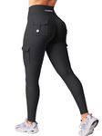 YEOREO CoreFlex Sports Leggings for Women with Pockets Invisible Scrunch Butt Gym Leggings High Waist Boom Booty Seamless Push Up Opaque Yoga Sports Legging Black L