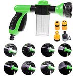 Garden Foam Water Sprayer - High Pressure Washing Tool Heavy Duty 8 Pattern Watering Nozzle Garden Hose Sprayer Gun Flow Control Setting Knob for Car Washing Lawn Room Floor Cleaning Pet Washing