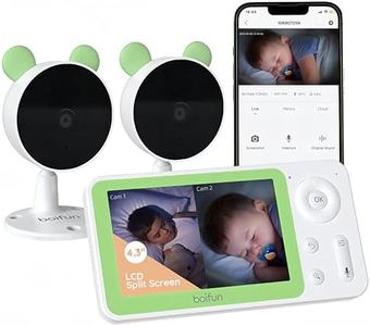 BOIFUN Split Screen Video Baby Monitor, 2 Cameras, Phone APP Control & LCD Monitor, 4.3'' 4X Zoom, AI Motion & Sound Detection, 1080P Wireless (Moniteur Bébé), (Single Baby Monitor with Two Cameras)