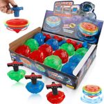 12-Pack LED Light Up Flashing UFO Spinning Tops with Gyroscope Novelty Bulk Toys Party Favors