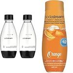 SodaStream 0.5L Fuse Carbonating Bottle, Black, 2PK & Classic Orange, 440 milliliters