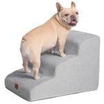 EHEYCIGA Curved Dog Steps for Bed, 3-Step Dog Stairs for Sofa, High Density Foam Pet Steps for Small Dogs and Cats, Pet Stairs for Couch, Non-Slip Dog Ramp with Washable Cover, 40x57x40cm, Light Gray