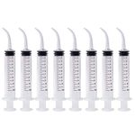 Dental Irrigation Syringe with Curved Tip - 8 Pack Disposable 12cc Tonsil Stone Squirt Mouthwash Cleaner, Pet Feeding Syringe for Birds Dogs (with Measurement)