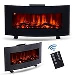 VONLUCE Electric Fireplace Heater 85cm Freestanding or Wall Mount 3 Flame Effect Burner for Bedroom Living Room, 900W 1800W Curved Log Display with Remote Thermostat Timer Colour & Brightness Settings