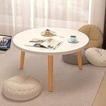 Calager Round Coffee Table,60cm Small Tea Table with Solid Wood Leg,Nordic Style Kid Activity Table Children Table,Leisure Coffee Table,Stable Easy Assembly Children Table for Living Room Cafe (White)