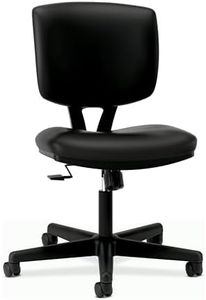 (Task Chair with Synchro-Tilt, Upholstered Back, Black Leather) - HON Volt Leather Task Chair - Computer Chair Office Desk, Black (H5703)