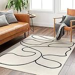 Surya Lucca Abstract Rug - Area Rugs Living Room, Dining, Lounge, Bedside - Modern Marble Rug, Soft Luxurious Easy Care Medium Pile - Large Rug 150x213cm Ivory & Black Rug