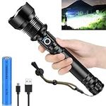 Glarylight Torches led Super Bright, 250000 High Lumens Rechargeable Torch, XHP90.2 Tactical Flashlights, Powerful LED Torch with IPX7 Waterproof, 5 Lighting Modes, Zoomable, for Camping Emergency