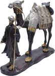 Two Moustaches Brass Merchant of Arabia Showpiece, Handcrafted Brass Man with Camel Showpiece, Multicolour, Pack of 1