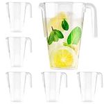 MATANA 6 Reusable Clear Plastic Jugs, Cocktail Pitchers for Parties, 1.5L - Juice, Lemonade, Punch, Sangria, Beers - Birthdays, Weddings, Picnics, BBQ