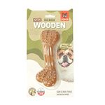 BarkButler x FOFOS Woodplay Brush Bone Durable Dog Chew Toy - Brown, Real Wood Fibre Dog Toys, Cleans Teeth, Massages Gums, Splinter-Free, Non-Toxic Wooden Dog Toy for Medium-Large Breeds (10-30kg)