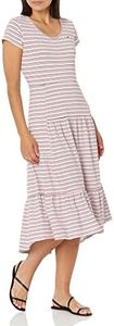 Tommy Hilfiger Women's Tiered Stripe Midi Dress, Iconic Multi Stripe, Large