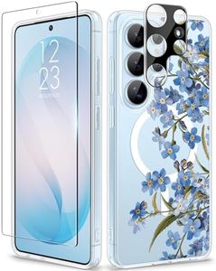 GVIEWIN Compatible with Samsung Galaxy S26 Ultra Case Compatible with MagSafe, Clear Floral Shockproof Protective Women Phone Case, Non-Yellowing, Screen & Camera Lens Protector 6.9", Aconite/Blue