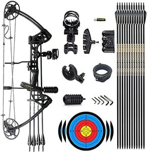 Lanneret Compound Bow and Archery Sets - Left Hand Archery Compound Bows 0-70 lbs Draw Weight Adjustable for Adults and Beginners，Hunting Bow Kit for Beginner，Black Basic