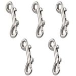 5 PCS Double End Trigger Clip, Dog Lead Clips, Zinc Alloy Double Ended Bolt Snap Hooks, Silver Safety Diving Clips for Dog Lead Horse Tack Pet Feed Buckets