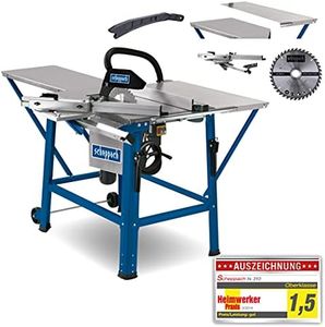 Scheppach Tischkreissäge TS310 | 230V Anschluss | 2200W Leistung | Sägeblatt Ø315mm | Schnitthöhe 83 mm | mit Tischverbreiterung, 2. Sägeblatt, Führungsschiene & Schiebeschlitten | schwenkbar bis 45°