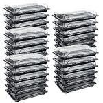 JMIATRY 30 Pcs Reusable Small Plastic Buffets Catering Trays with Lids, 247mmx156mm Sweet Treat and Sandwich Platter Trays, Black Pattern Base Food Containers for Party Food and Buffets