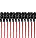 FEDUS 18AWG Female DC Power Extension Cable Wire 12V 2.1mm / 5.5mm Socket to Bare End Jack Pigtails Connector Cord For CCTV Security Camera, IP Camera, DVR Standalone, LED Strip, Surveillance,Pack 50