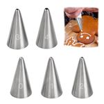 5 Pcs Piping Nozzle Tips, Cake Decorating Flower Icing Small Round Piping Nozzles Tip Kits Stainless Steel Seamless, Cupcake Pastry Tools for DIY Cream Baking