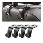 Car Headrest Hook, 4pcs Black Car Headrest Seat Hook Hidden Car Rear Seat Hanger Storage Hooks, Suitable for Hanging Handbags, Wallets Grocery Bags Cloth Kid's Toy Holder Fit Universal Car Vehicle