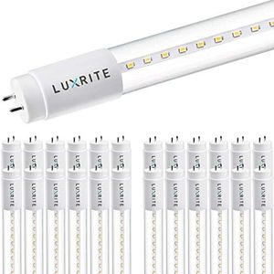 LUXRITE 25-Pack 4FT T8 LED Tube Light, Ballast and Ballast Bypass Compatible, 13W=32W, 3000K Soft White, Clear Cover, Single-End or Double-End Powered, Damp Rated, UL Listed