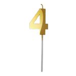 Party Decorz Number 4 Gold Candle | Four Number Candle |Number 4 Metallic Gold Candle for Birthday,Anniversary, Surprise Party Cake Decoration Candle