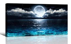 Wall Art Sea Ocean Landscape Picture Canvas Wall Art Print Paintings Modern Artwork for Living Room Wall Decor and Home Décor Framed Ready to Hang,1inch Thick Frame, Waterproof Artwork.…