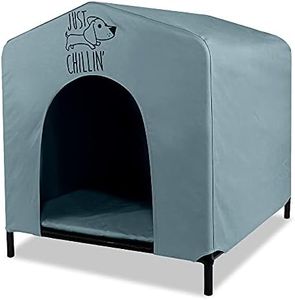 Floppy Dawg Just Chillin’ Portable Dog House. Elevated Pet Shelter for Indoor and Outdoor Use. Made of Water Resistant Breathable Oxford Fabric. Easy to Assemble and Lightweight. 61cm x 58cm x 64cm
