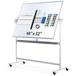 CREATIVE SPACE White Board - Large 32x48 Inch Mobile Magnetic Whiteboard with Stand - Rolling Double Sided Dry Erase Board for Classroom & School w/ 10 Grid Tapes, Ruler, Eraser & Wall Mount - Home Office Accessories - Tableau Blanc Effacable