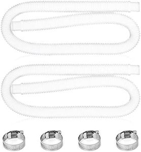 1.25 Inch Pool Hose 59” Long Replacement for Above Ground Pool, Filter Pump Hose with Metal Clamps (2 hoses & 4 clamps)