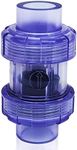 PVC Union Check Valve, 2 inch True Union Check Valve, Transparent Blue UPVC Check Valve (Heavy Duty) with Slip X Slip Full Port, Prevent Backflow, Suitable for Sump Pump, Irrigation, Pool