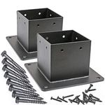 Antsky 4×4"(Actual：3.5×3.5inch) Post Stainless Steel Flange Anchor Base with Screws for Deck Railing，Black Finish (2 Pack)