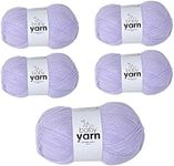 Korbond Baby Yarn Bulk Pack Bundle (Lilac) — Contains 5 x 100g Skeins of DK Acrylic Yarn — Lightweight, Hypoallergenic & Durable Yarn (500g/1450mTotal)