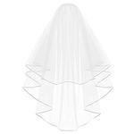 GOWNLINK Christian Bridal Short Veils 2 with front Layer With Comb Front Face Layer 1.5 Meter