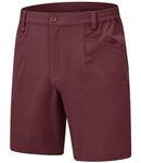 BGOWATU Golf Shorts Men Stretch Dress Shorts Quick Dry Lightweight Hiking Work Casual Flat Front Short Wine Red 34