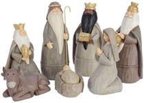 Kaemingk Polyresin Christmas Nativity Set With 7 Figures - Natural Brown