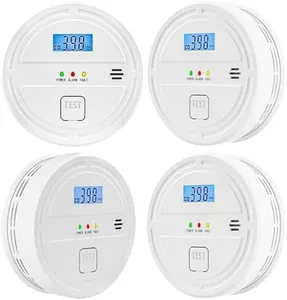 4 Packs Smoke & Carbon Monoxide Detector Battery Operated,2-in-1 Smoke Detector Carbon Monoxide Detector Combo,Smoke Alarm with Digital Display for Home