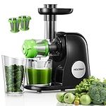 Juicer Machines, HOUSNAT Slow Masticating Juicers Whole Fruit and Vegetable, Professional Cold Press Juicer Extractor with Quiet Motor and Reverse Function Easy to Clean, Brush & Recipes Included