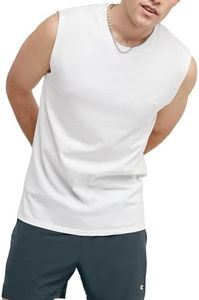 Champion Men's T-Shirt, Sleeveless, Tank, Classic Muscle Tee Top (Reg. Or Big & Tall), White, XL