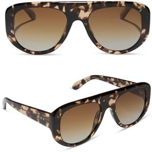 DIFF Morgan Oversized Designer Aviator Sunglasses for Women | UV400 Polarized Protection | Espresso Tortoise + Brown Gradient