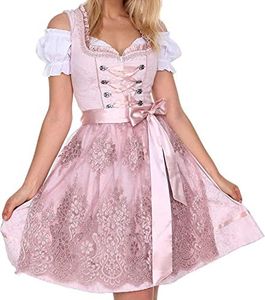 Lifos 0220 Dirndl Germandress 3-Piece Oktoberfest Size 34 to 52, 0600 Pink, 36