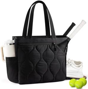 Sucipi Tennis Gym Bag for Women - Tennis Tote Bag Holds 2 Rackets with Shoe Compartment & Wet Pocket, Water-Resistant Duffel Bags fits up to 17.3" Laptop for Work Travel Weekend, Black