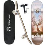 WHOME Pro Skateboards Complete for Adult Youth Kid & Beginner - 31"x8" Double Kick Concave Standard Skateboard for Girl&Boy 8-ply Alpine Maple Deck ABEC-9 Bearings Include T-Tool (Deer)