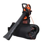 BLACK+DECKER BEBLV300-GB 3000W 3-in-1 Compact Blower Vacuum with Backpack, 72 L Collection Capacity, Blowing Speed 404 km/h, Orange & Black