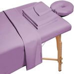 3-Piece Microfiber Massage Table Sheet Set Includes Massage Face Rest Cover, Massage Table Cover and Massage Fitted Sheet (Lavender)