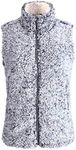 Flygo Women's Casual Zip Up Sherpa Fleece Fuzzy Sleeveless Vest Jacket (Small, Grey)