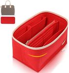 KESOIL Purse Organizer Insert for Handbags, Fit Speedy 25 Neverfull Felt Tote Insert with Base Shaper Zipper Bag in Bag (Red-Felt, Medium)