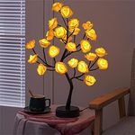 GLOWSERIE Rose Table Lamps for Home Decoration, Light Up Rose Tree Lamp, Girls Gift for Mothers Day, Tabletop Artificial Flower Bonsai Tree Light for Valentine's Day Christmas Bedroom (WW)