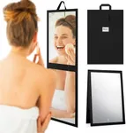 BRUUN Foldable Mirror with Dimmable LED Light for Luminous View – A (13.6 x 43.5 Inches) Black Hangable Backstage Mirror with Touch Control Power Button for Dancers and Artists at Home, Spa or Event